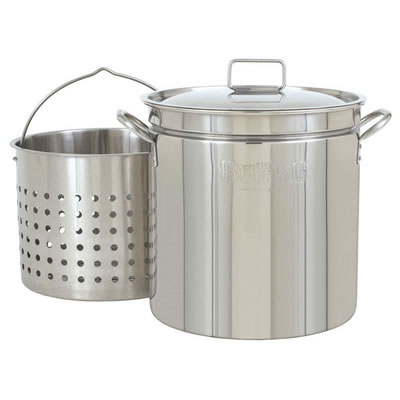 Bayou Classic 24 Quart Stainless Steel Stockpot w/ Lid & Basket (1124)