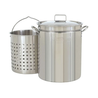 Bayou Classic 44 Quart Stainless Steel Stockpot w/ Lid & Basket (1144)