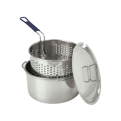 Bayou Classic 14 Quart Stainless Steel Fry Pot w/ Lid & Basket (1150)