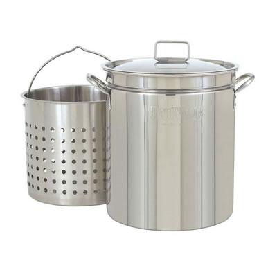 Bayou Classic 62 Quart Stainless Steel Stockpot w/ Lid & Basket (1160)