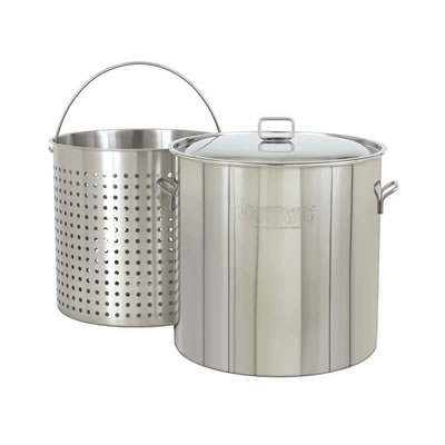 Bayou Classic 162 Quart Stainless Steel Stockpot w/ Lid, Basket & Helper Handle (1162)