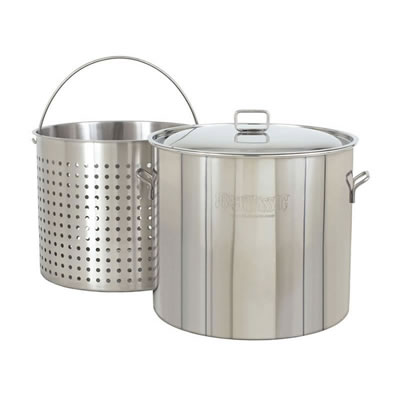 Bayou Classic 82 Quart Stainless Steel Stockpot w/ Lid, Basket & Helper Handle (1182)