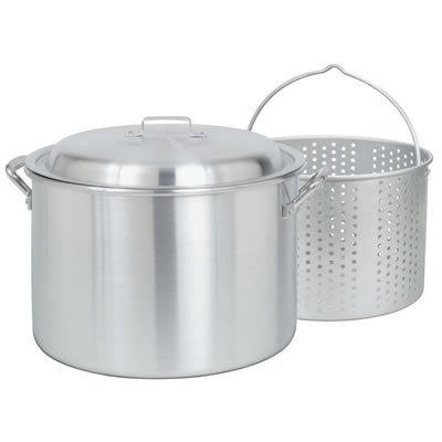 Bayou Classic 20 Quart Aluminum Stockpot w/ Lid & Basket (4020)