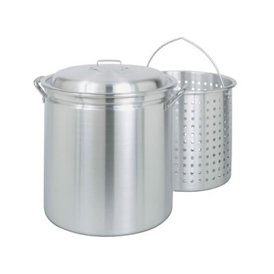 Bayou Classic 34 Quart Aluminum Stockpot w/ Lid & Basket (4034)