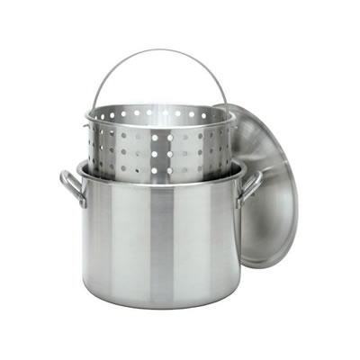 Bayou Classic 80 Quart Aluminum Stockpot w/ Lid & Basket (8000)