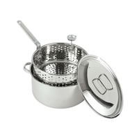 Bayou Classic 10 Quart Stainless Steel Fry Pot w/ Lid & Basket (1101) / Bayou Classic 10 Quart Stainless Steel Fry Pot w/