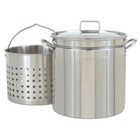 Bayou Classic 24 Quart Stainless Steel Stockpot w/ Lid & Basket (1124) / Bayou Classic 24 Quart Stainless Steel Stockpot w