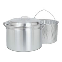 Bayou Classic 24 Quart Aluminum Stockpot w/ Lid & Basket (4024) / Bayou Classic 24 Quart Aluminum Stockpot w/ Lid &