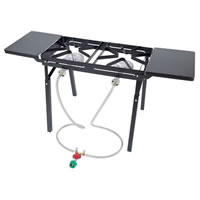 Bayou Classic Dual Fry Gas Burner with Side Shelves - 10 psi (DB375) (Alternate View 1)