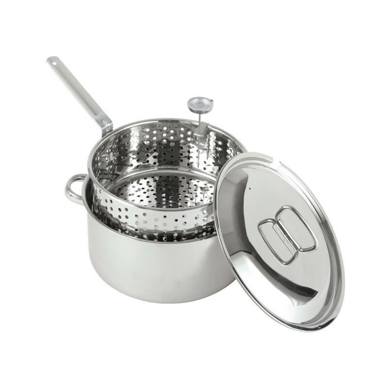 Bayou Classic 10 Quart Stainless Steel Fry Pot with Lid and Basket