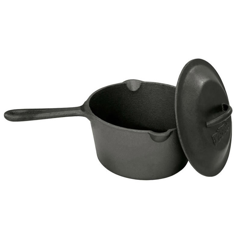 Bayou Classic Black Cast Iron Enameled Fajita Pan with Wooden Trivet